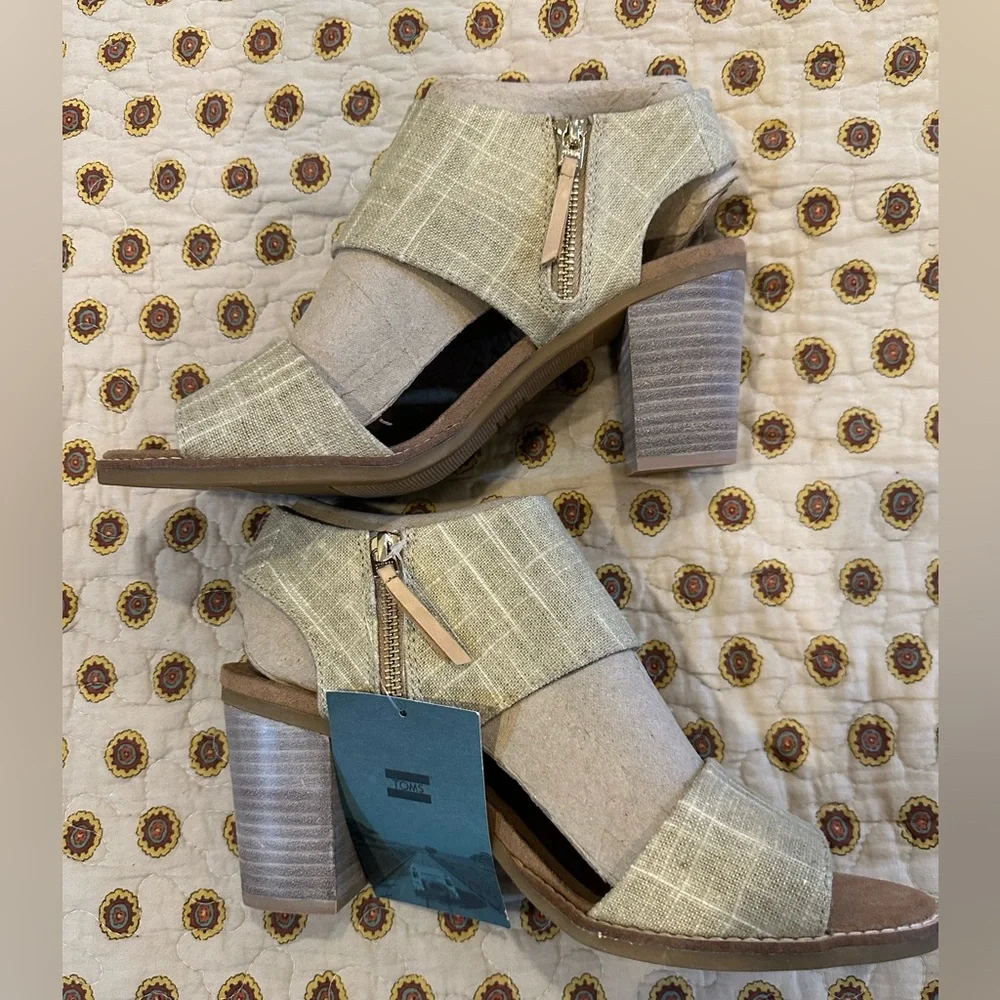 Toms Majorca Cutout Champagne Metallic Foil Woven Sandal Sz 10 NWT - Picture 6 of 10